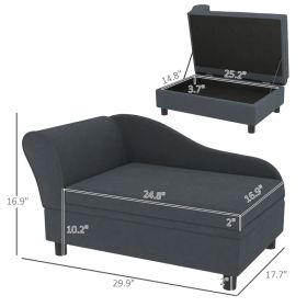 PawHut Pet Sofa Bed Couch With Storage, Pet Sofa For Cats And Small Dogs, Dark Gray (Option: Dark Gray)