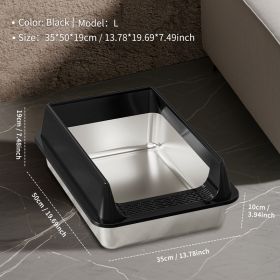 Only Self Pickup---Stainless Steel Cat Litter Box (Option: L10  Black XZX)