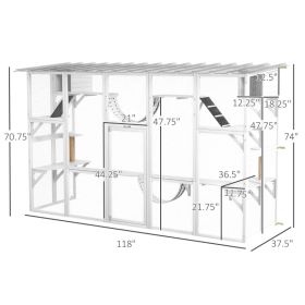 Cat Window Box , Large Catio With Shelves & Bridges, Outside Enclosure For Multiple Cats, Multiple Packages Shipped. Please Pay Attention To The (Option: WHITE)