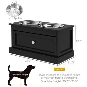 Dog Bowls With Storage Drawer, Raised Dog Bowl Stand Pet Food Bowl Dog Feeding Station, Black (Option: Black)