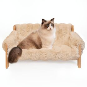 Cat Sofa Bed, Soft Plush Pet Sofa With Removable And Washable Cover, Non-slip Edge, Suitable For Indoor Cats And Small Dogs. (Option: Khaki)
