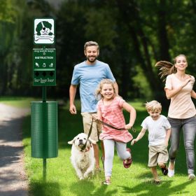 Dog Waste Station 11.5 Gallons Outdoor Dog Poop Station With 600 Bags (Option: Green)