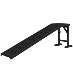 Dog Ramp w/ Non-Slip Carpet and Top Platform, 74" x 16" x 25", Black (Option: Black-880x520x185 mm)