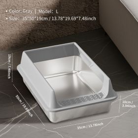 Only Self Pickup---Stainless Steel Cat Litter Box (Option: L10  Gray XZX)