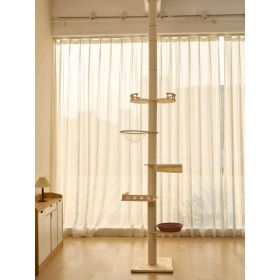 Adjustable Height Cat Tree Tower 102-118in-5-Tier Hemp Scratching Post & Activity Center With Perches (Option: 7012NATURE)
