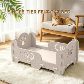 Elevated Felt Cat Bed Frame, Raised Open Cat Lounge Bed, Detachable Breathable Pet Sleeping Platform For Small Medium Cats (Option: WHITE)