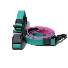 Honeycomb Embossed Dual-Color Pet Leash Set Is Stylish And Fashionable. The Embossed Surface Enhances The Leash's Grip, Preventing Slippage When (Option: Greenpurpler-15mm)