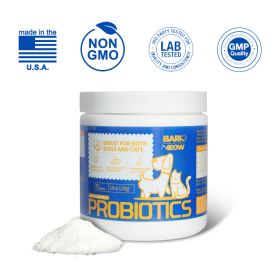 Bark And Meow Probiotics For Dogs & Cats 7 Tailored Strains Prebiotics, Pumpkin & Carrot 5 Billion CFU Scoop Human-Grade, Non-GMO, Vet-Approved, (Option: 1pcs)