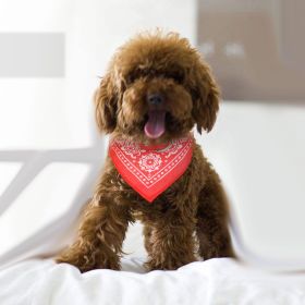 Adjustable Bandana Leather Pet Collar Triangle Scarf (Color: Red, size: L)