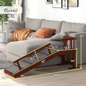 PawHut Wooden Dog Ramp With Removable Guardrails, Non-Slip Surface, (Option: Brown and Gray)